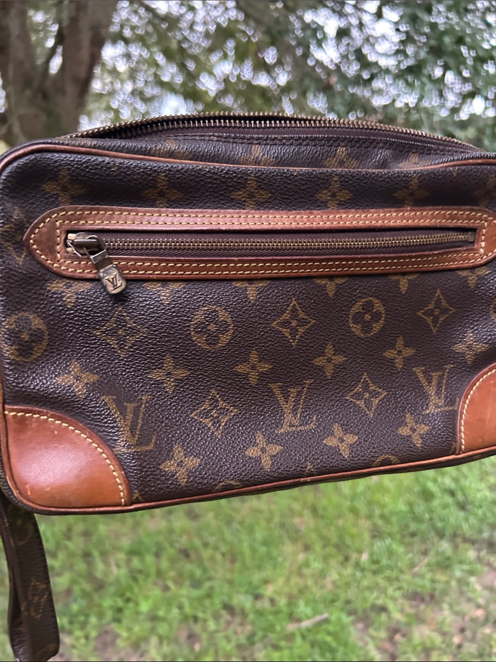 Louis Vuitton Brown Monogram Wristlet Clutch